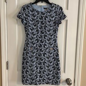 Women’s dark blue/light blue patterned sheath dress, Tommy Hilfiger size 2.